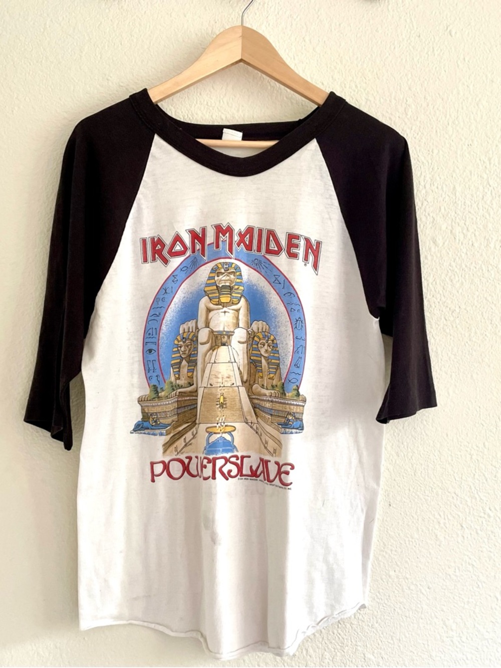 Vintage Iron Maiden Shirt 1984 World Slavery Tour Powerslave Raglan Jersey - Picture 4 of 10
